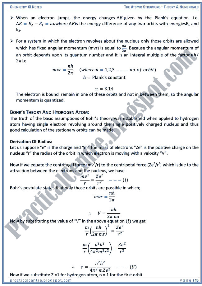 -The Atomic Structure - Theory And Numericals (Examples And Problems) - Chemistry XI