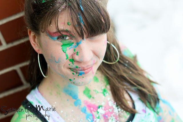 arianna covered in paint and glitter presque isle maine