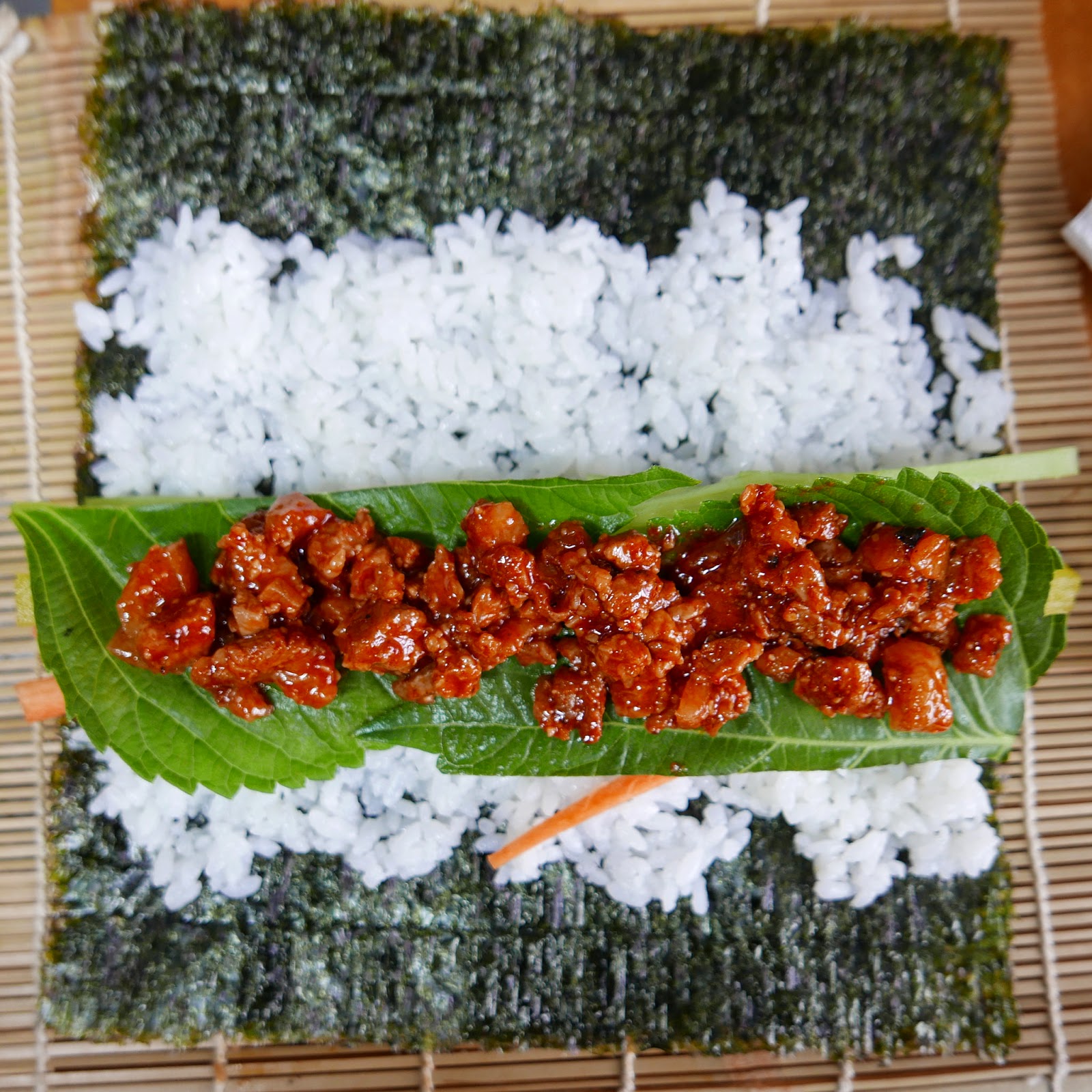Dan can Cook Spicy Pork Rice Rolls (Jaeyok Kimbap) Seoul Eats