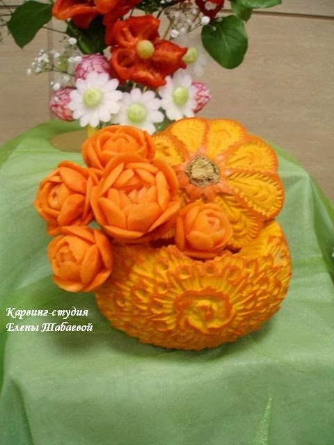 ваза из тыквы карвинг выставка VI сахалинский кулинарный чемпионат
