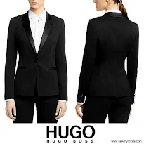 Queen Letiza Style HUGO BOSS Blazer and BOSS Relaxed Trousers and MANGO Clutch Bag