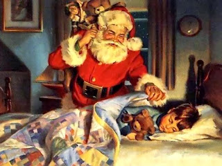 "Santa Claus" "Santa Claus looking at sleeping child" "Santa and Children"