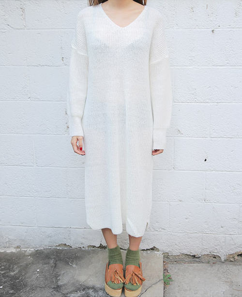 [Stylenanda] VNeck Knit Dress KSTYLICK Latest Korean Fashion K