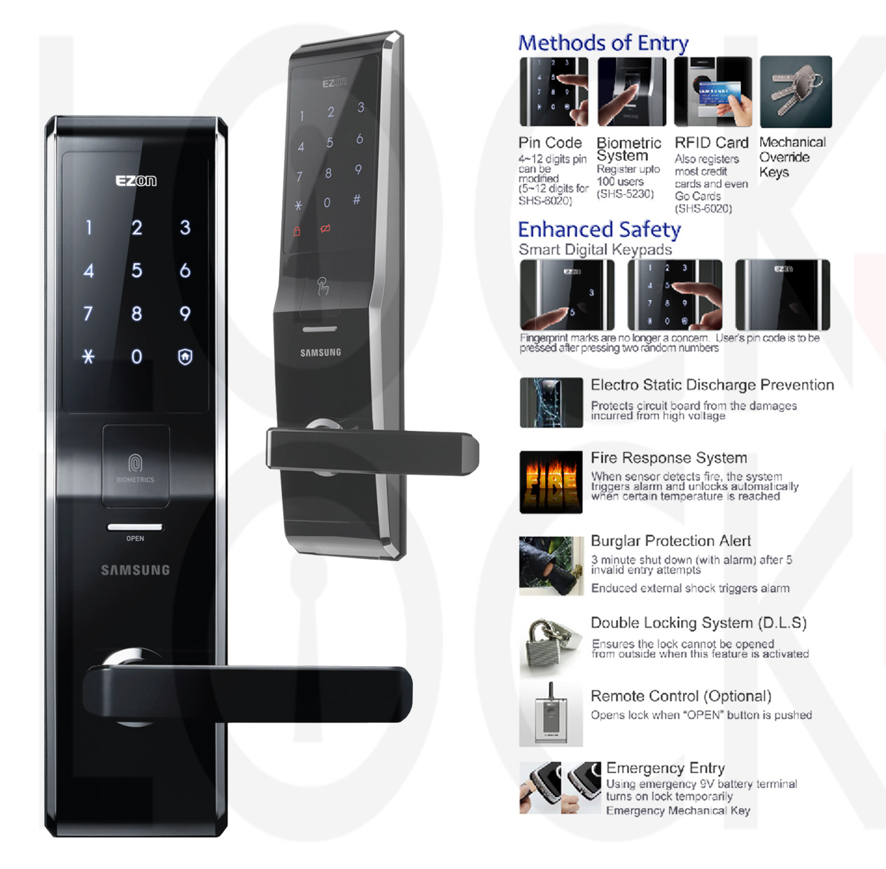 Samsung SHS 5230 FINGERPRINTS , BIOMETRIC LOCKS Digital Door Lock