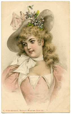 Vintage Lady Image with Easter Bonnet 