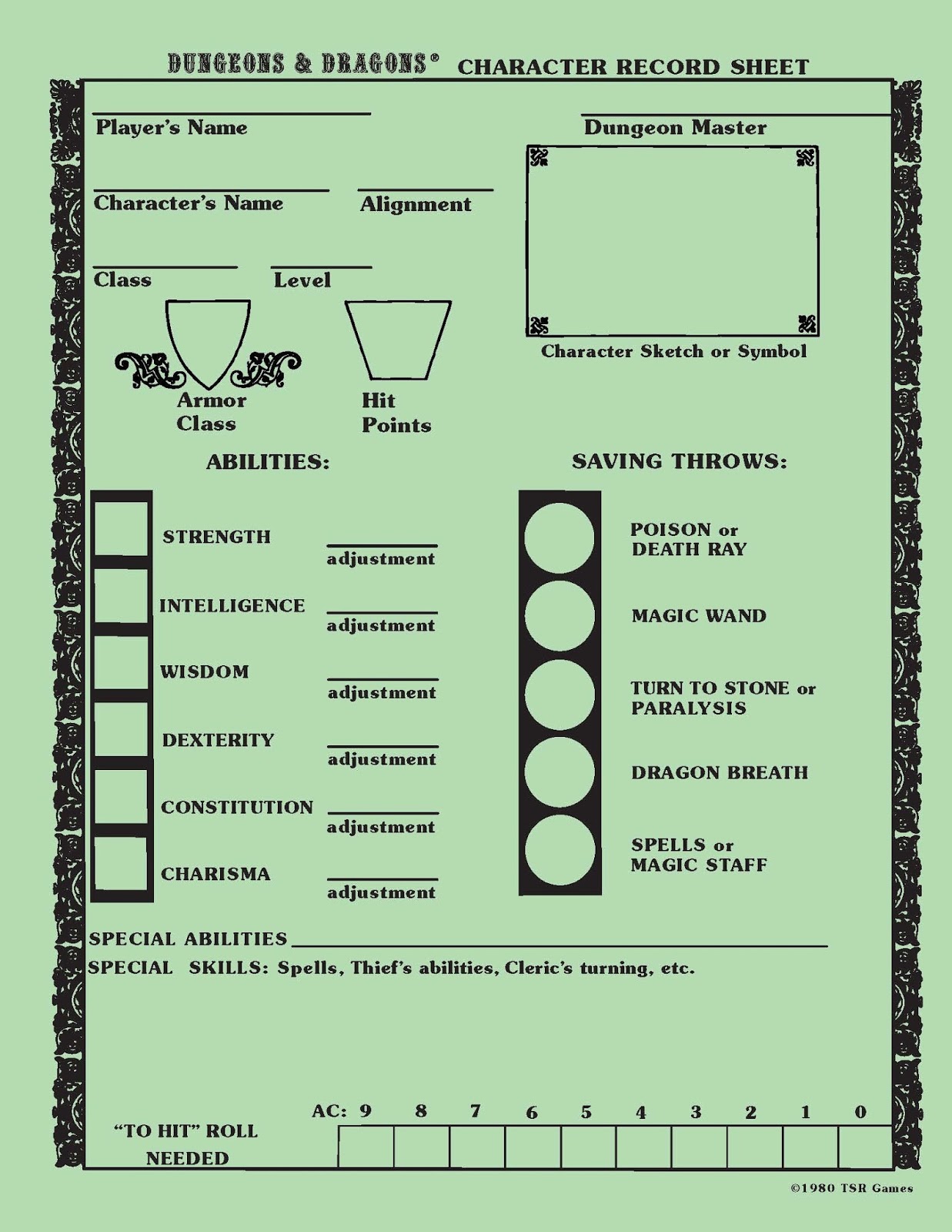 Download dungeons and dragons character sheet
