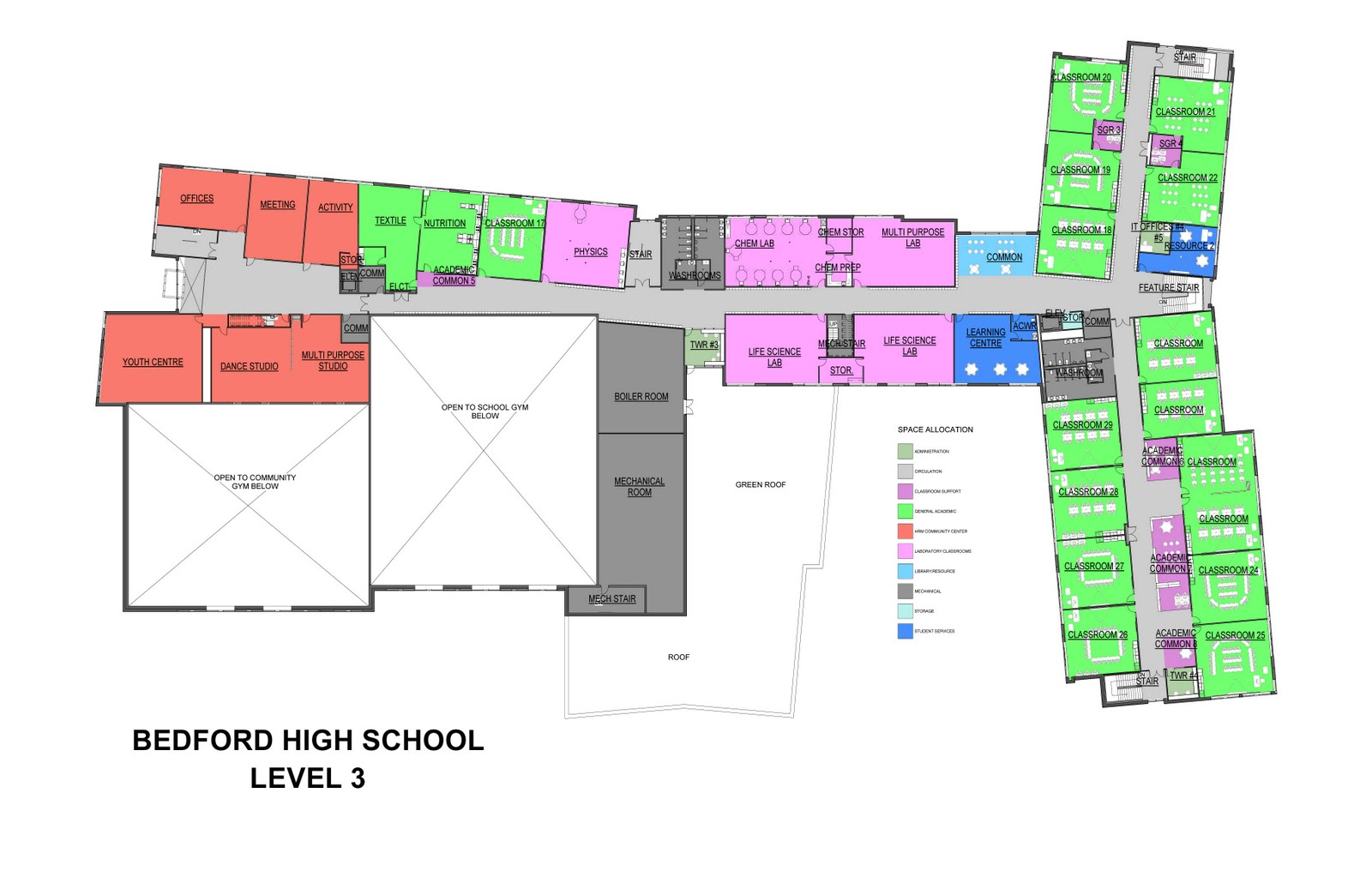Bedford High School Updated Floor Plan Level 3