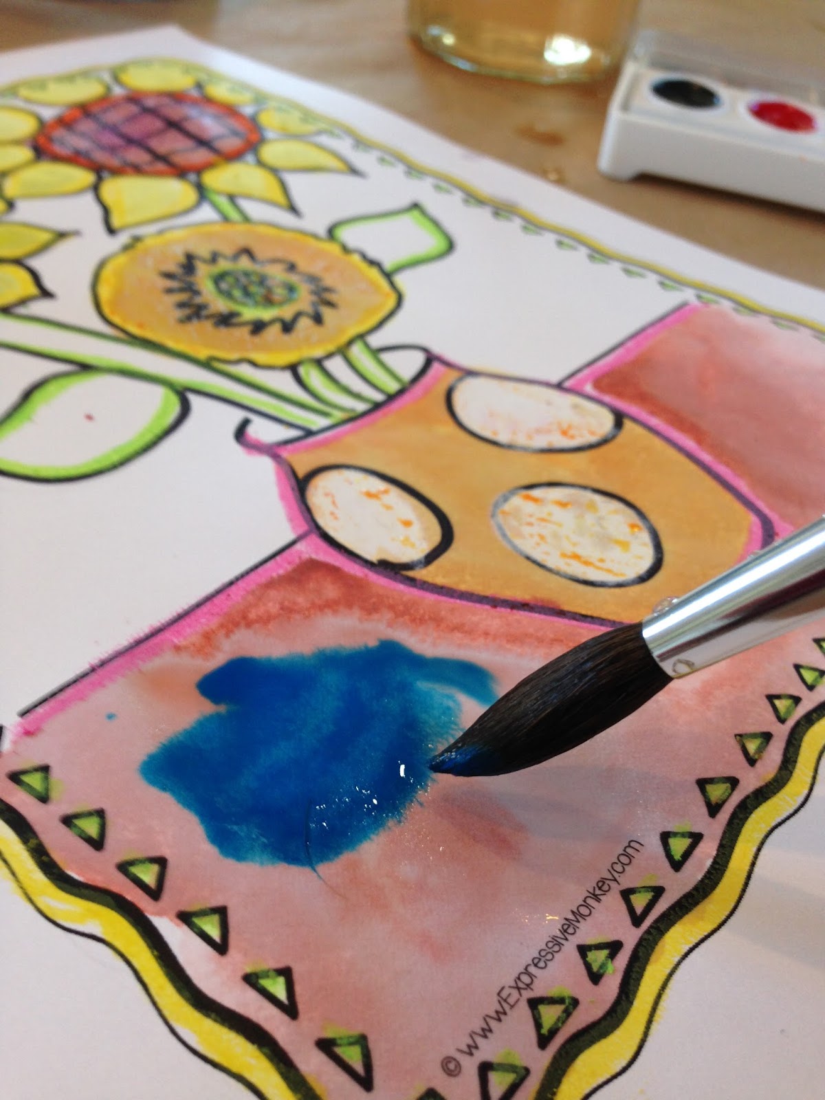 Expressive Monkey Using Salt Watercolors And Oil Pastels With The