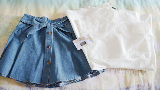 Yumart: Denim Skirt + White Mesh Dress | Fashion Review - Packaging My order from Yumart contained a denim waist bow button skirt and white polka dot mesh dress, both from Tokyo Fashion, a Taiwan clothing brand.