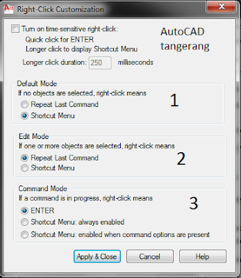 Mengoptimalkan Fungsi Klik Kanan Mouse dalam AutoCAD.
