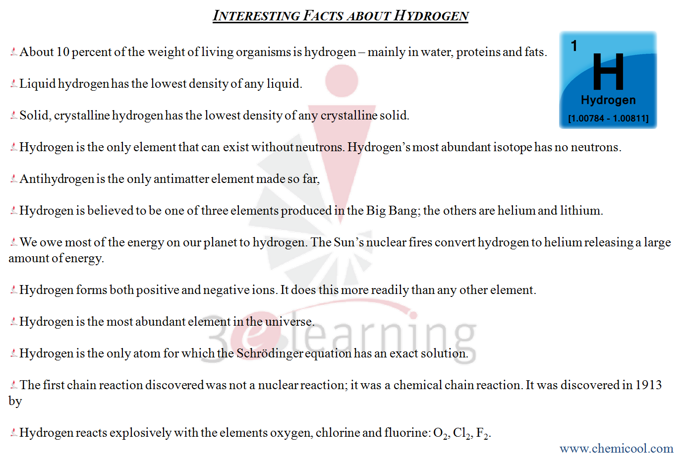 3e learning interesting facts about hydrogen hydrogen facts