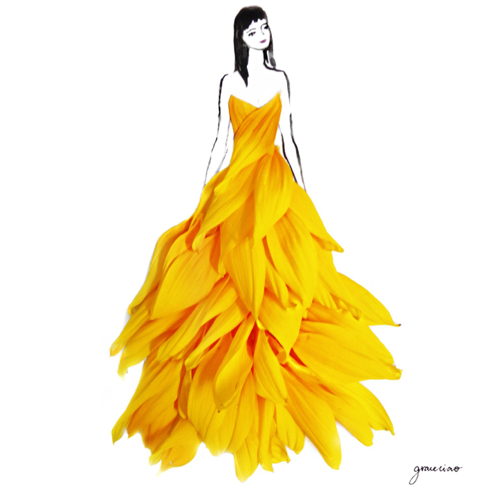 The Well-Appointed Catwalk: Flower Petal Fashion Illustrations by Grace