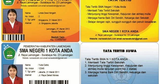 Download Gratis Template Kartu Pelajar membuat id card