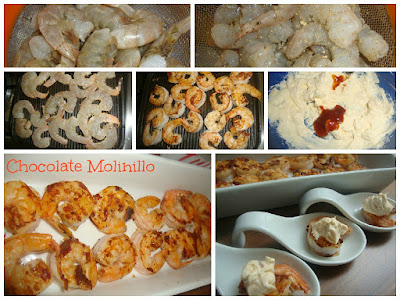 Camarones (gambas) Al Grill Con Mousse De Queso Crema Y Chipotle
