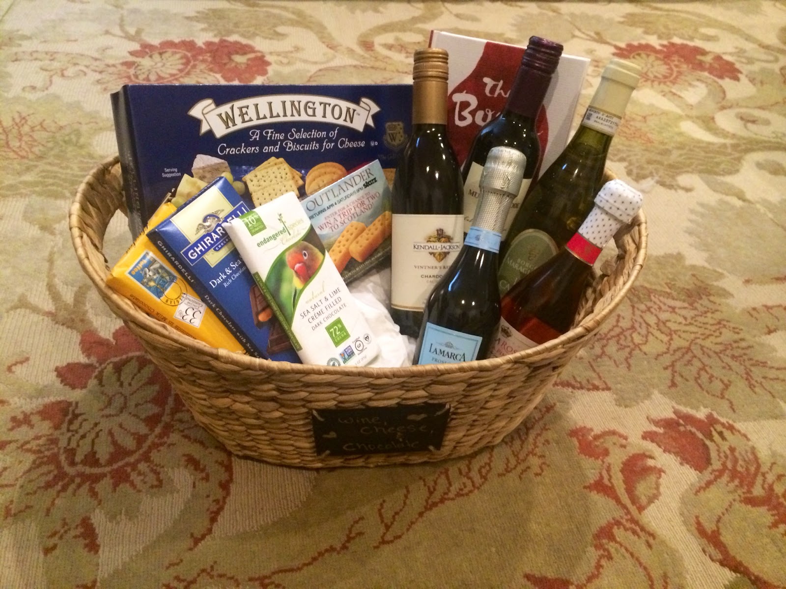 DIY Wine, Cheese, & Chocolate Gift Basket a dose of pretty