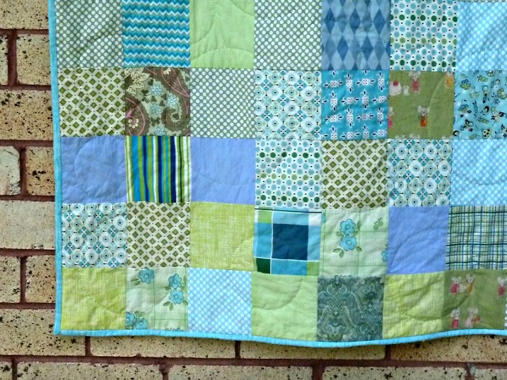 Milly Made It. Blue and Green Baby Quilt Done