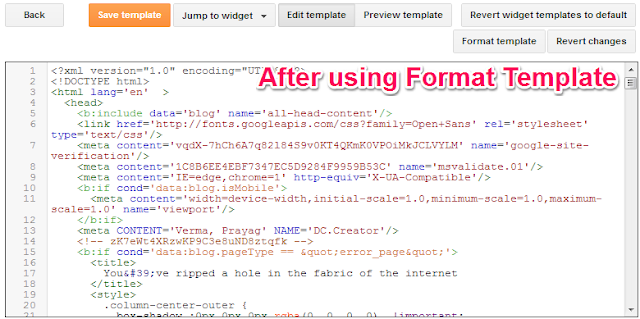 After using Template Format Blogger Template HTML