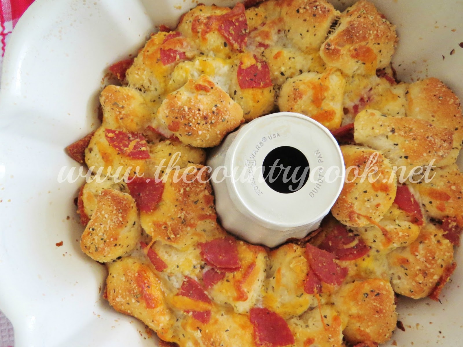 pull apart pizza bread in a bundt pan