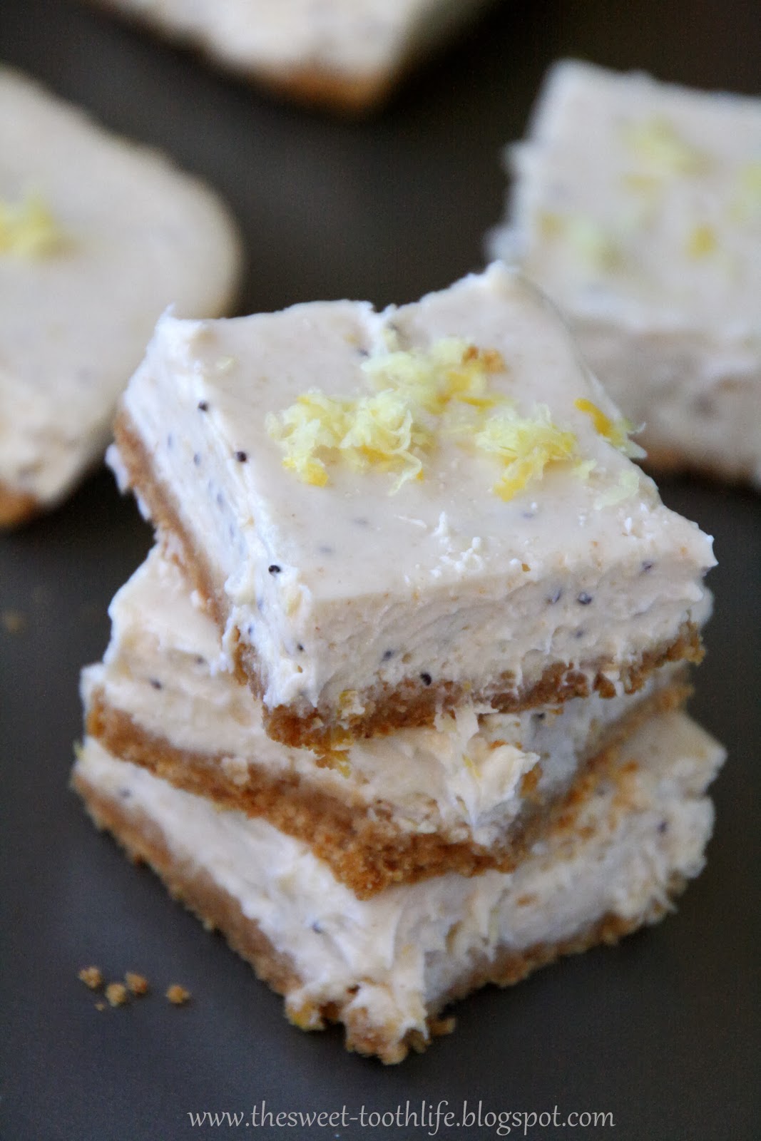 The Sweet {Tooth} Life Skinny Lemon Poppy Seed Cheesecake Bars
