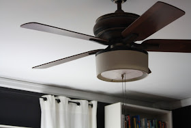DIY drum shade attached to celing fan