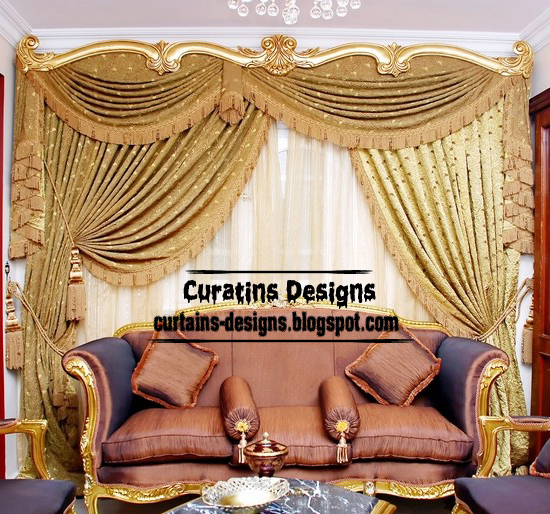 Luxury drapes curtain design for living room, Italy curtain models