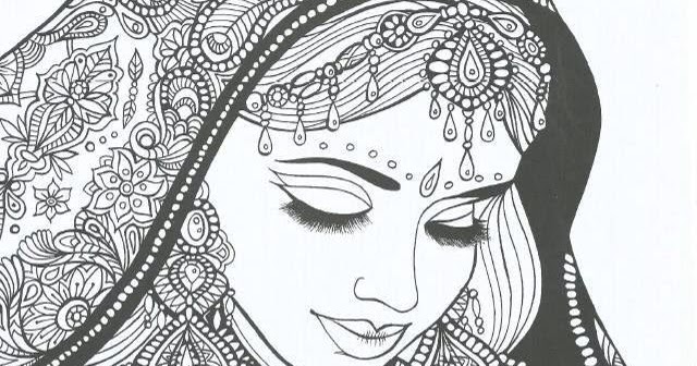 Coloring Page World: Indian Bride