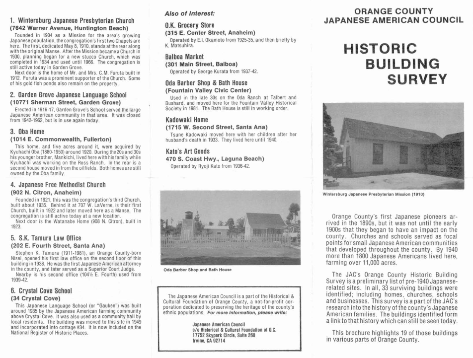 Historic Wintersburg California 1986 Survey Of Orange County S