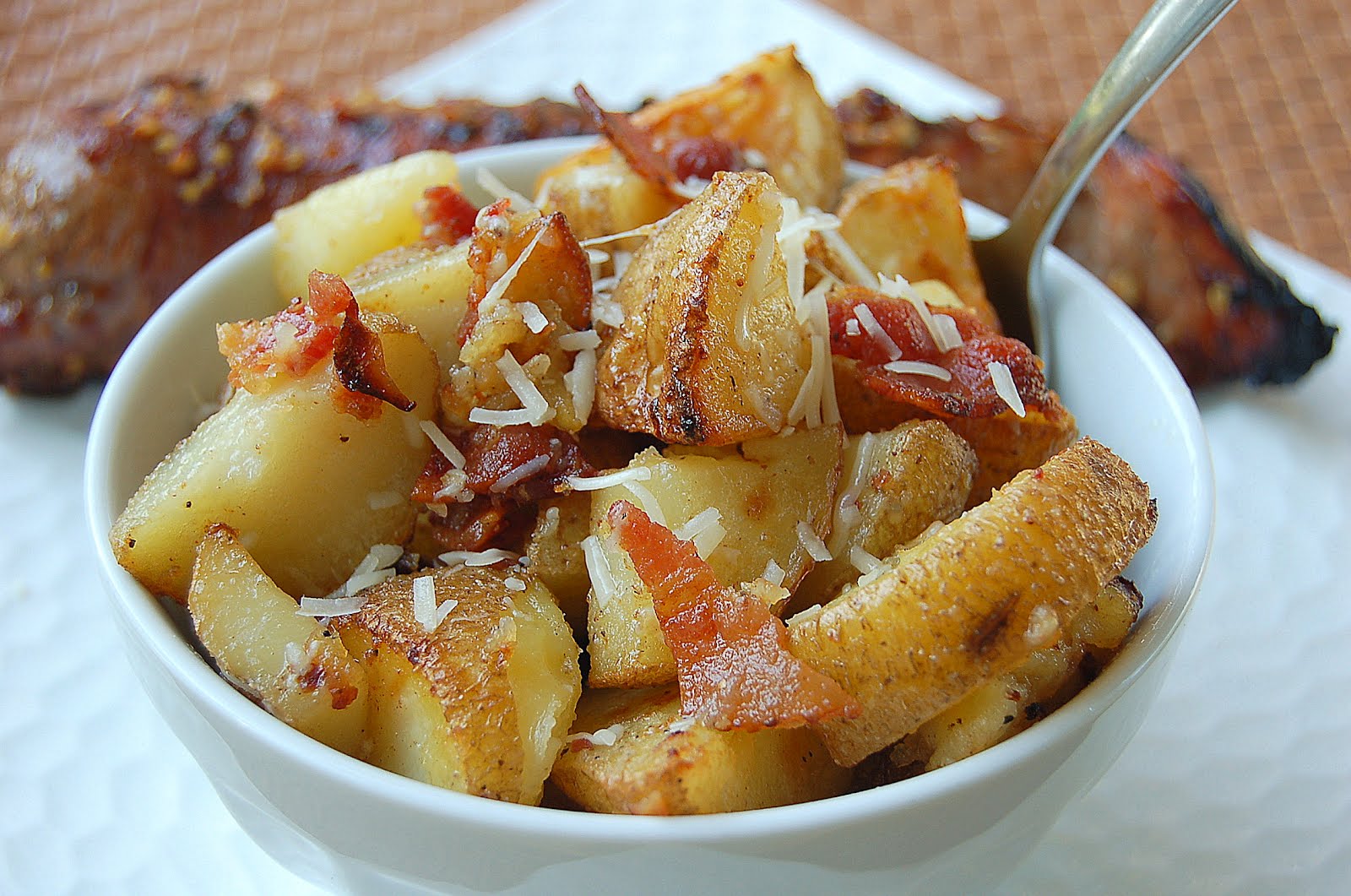 Oven Roasted Potatoes With Bacon Garlic And Parmesan