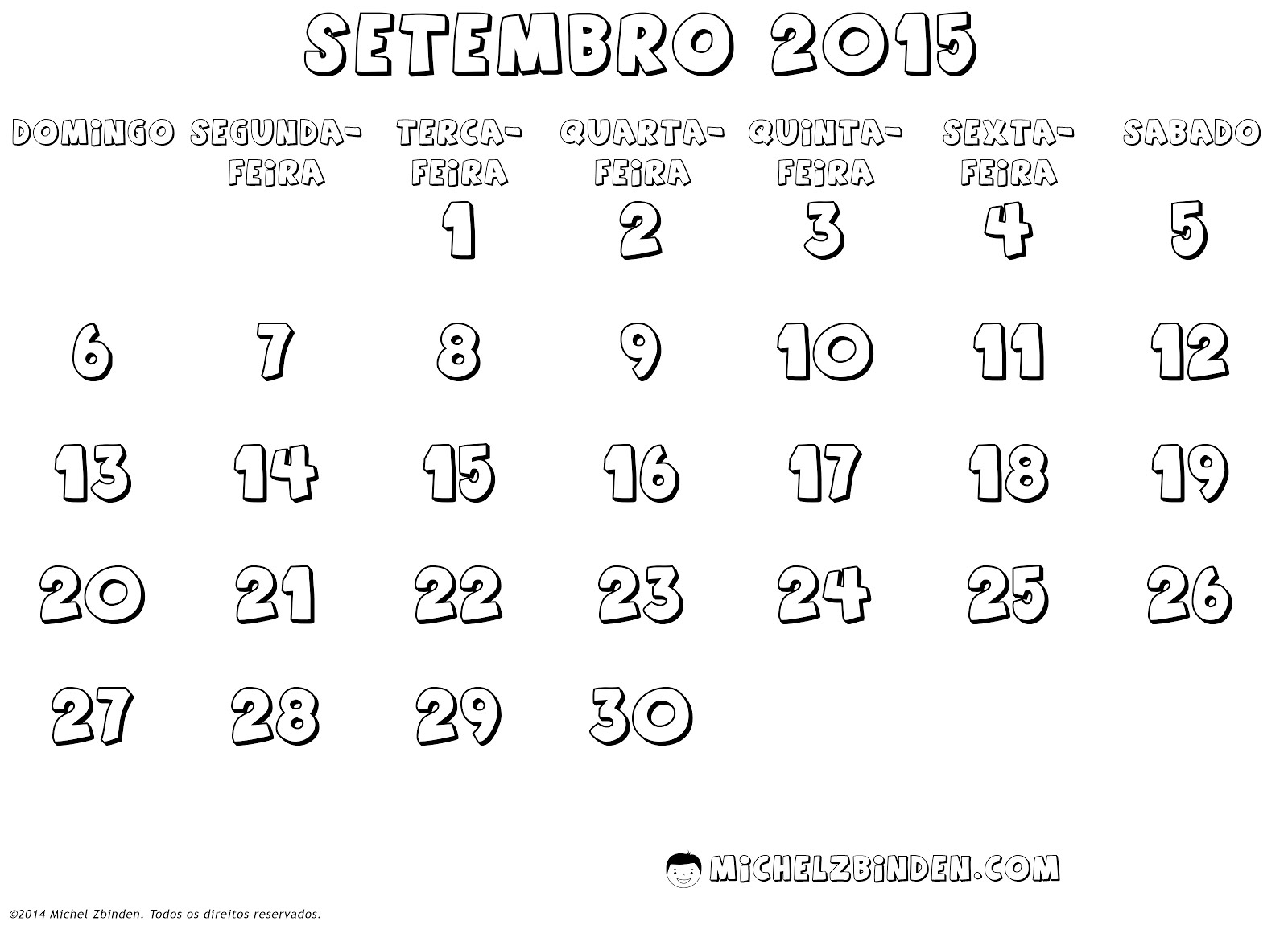 Calendário setembro 2015