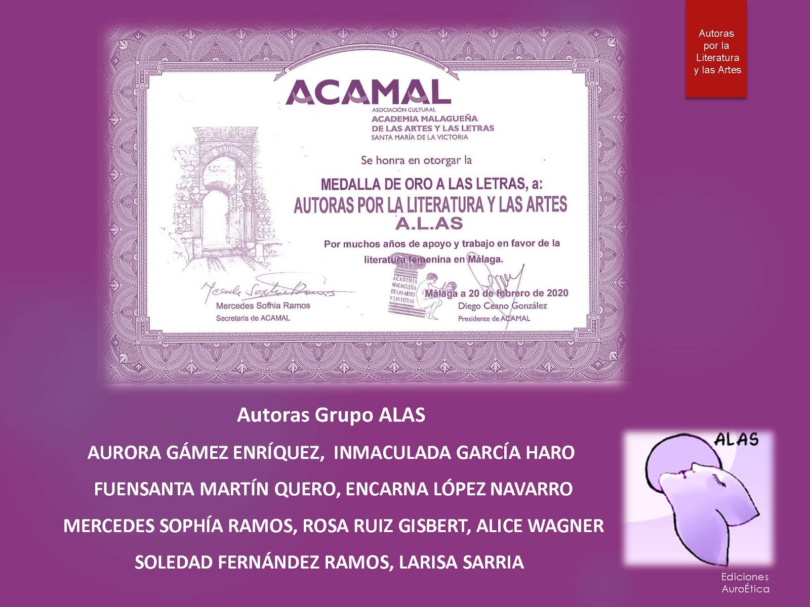 Grupo ALAS es Medalla de Oro a las Letras ACAMAL, 2019