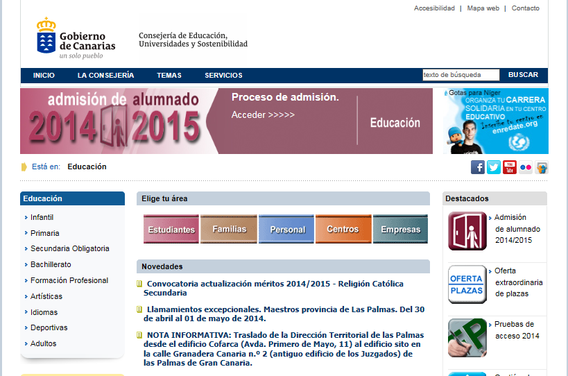 Web Consejería de Educación