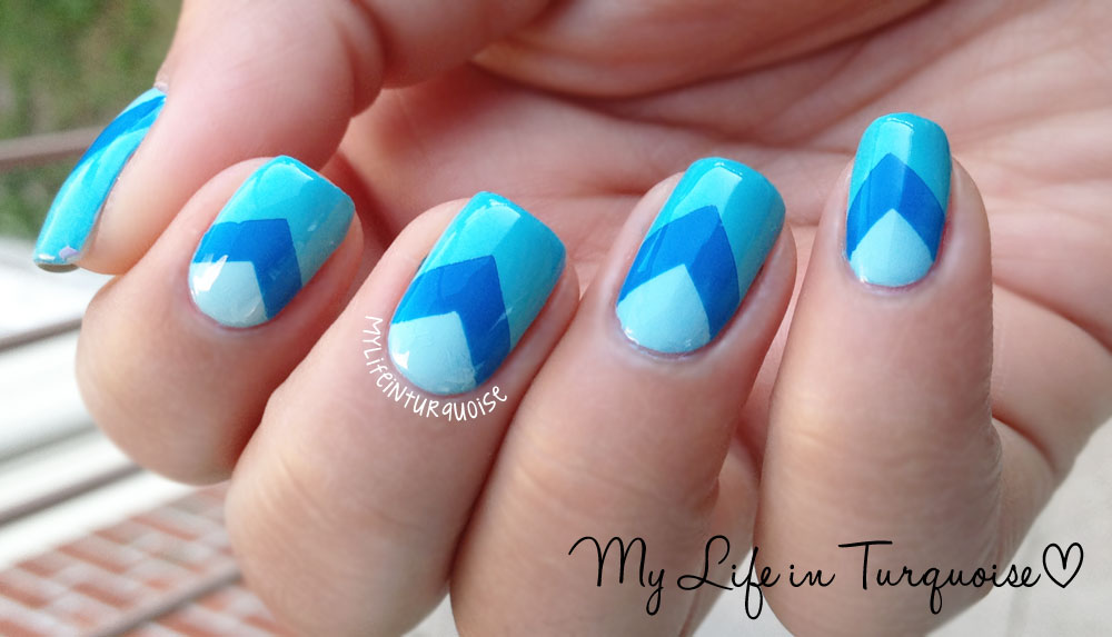 Turquoise Blue Nail Art Tutorial Or What Not View Images My Life In Turquoise Chevron Nail Art