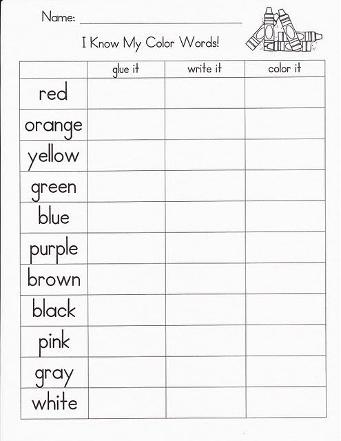 Homeschool Parent: Color Words Practice