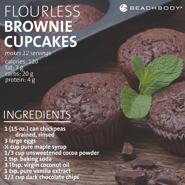 Fit & Fabulous Flourless Brownie Cupcakes 120 Calories per Cupcake