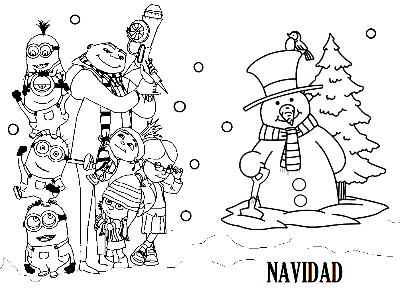 Patricienta y sus mikos: MINIONS EN NAVIDAD PARA COLOREAR