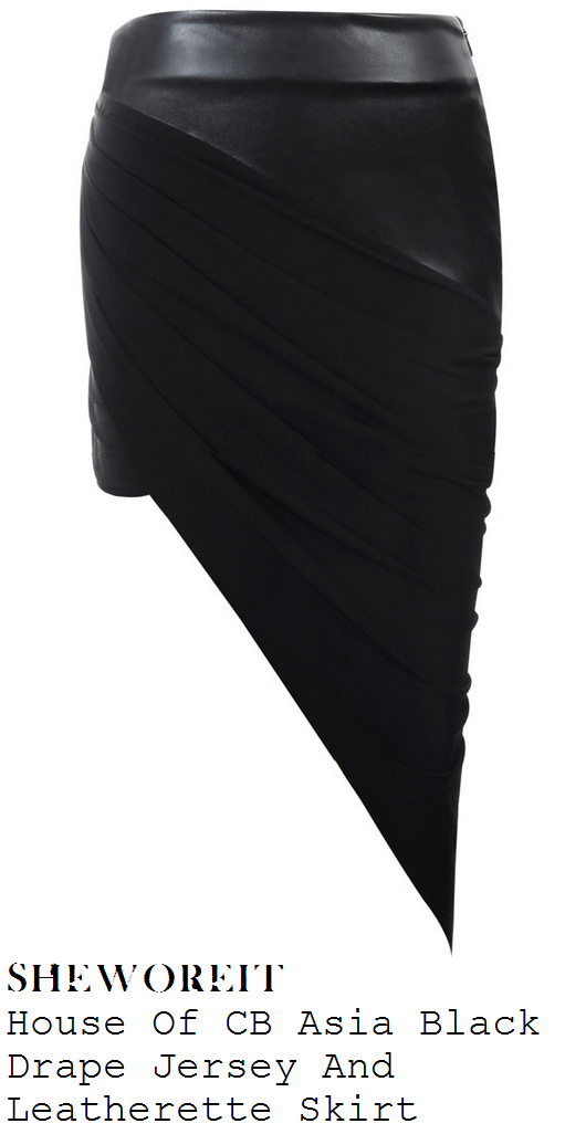 jessica-wright-black-jersey-faux-leather-panel-draped-asymmetric-skirt-las-vegas