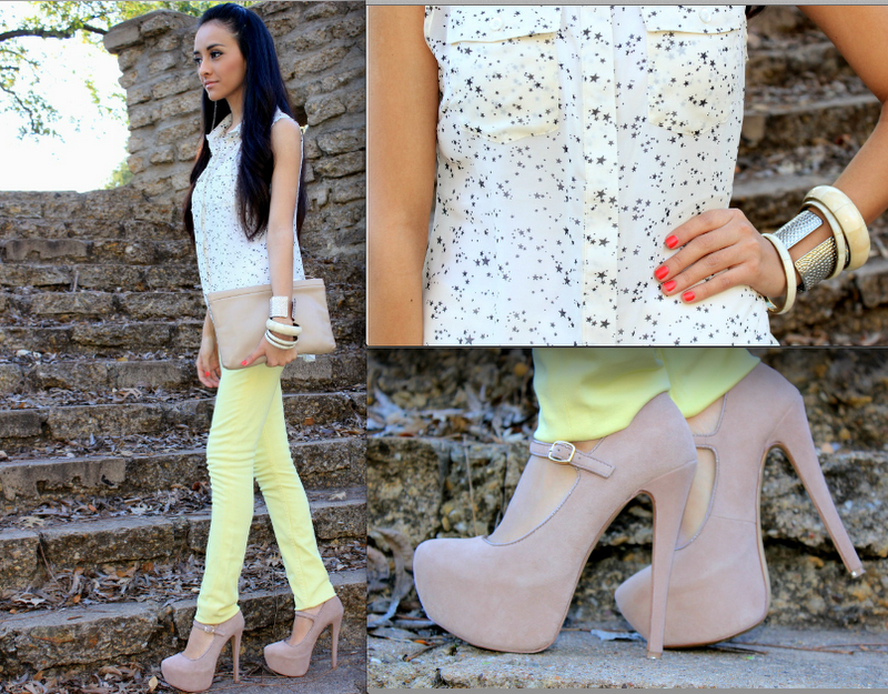 Pastel yellow jeans