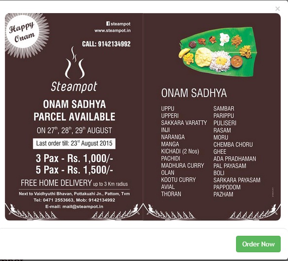 Foodie Delights Bangalore Life n Spice Restaurants serving Onam