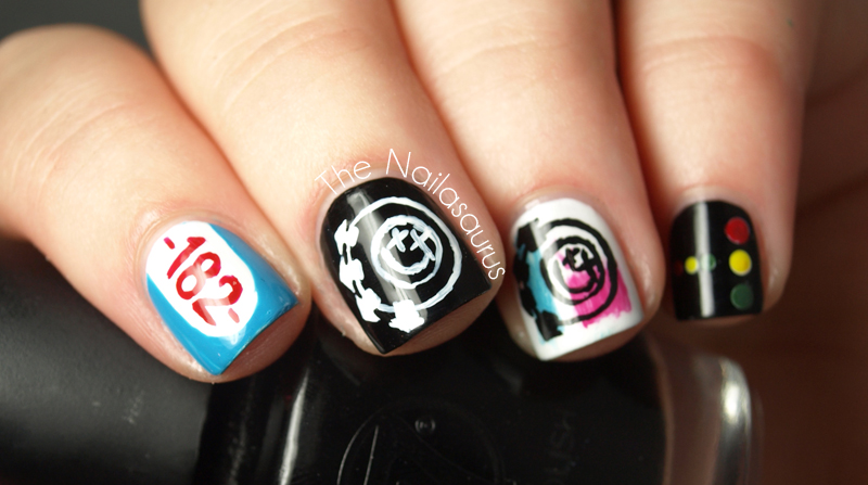 Blink 182 Nail Art What S My Age Again The Nailasaurus Uk Blink 182 Freehand Nail Art