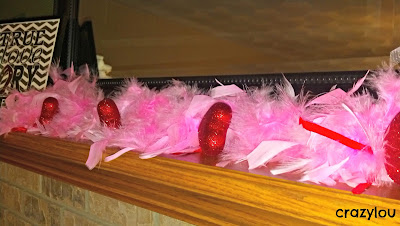 Pink Boa Valentines Day Mantle