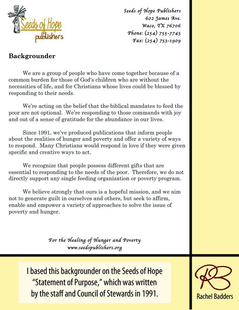 Tugas Produksi Media PR Backgrounder