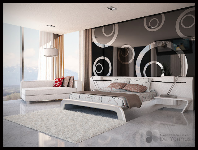 DORMITORIO BLANCO Y NEGRO CON EFECTO EN EL ESPEJO by dormitorios.blogspot.com DORMITORIO BLANCO Y NEGRO CON EFECTO EN EL ESPEJO by dormitorios.blogspot.com