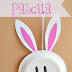 Un conejito de Pascua con un plato de papel