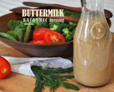 Buttermilk Balsamic Dressing (pictured), one of a Trio of Salad Dressings made with simple pantry ingredients | Weight Watchers PointsPlus 0 | KitchenParade.com