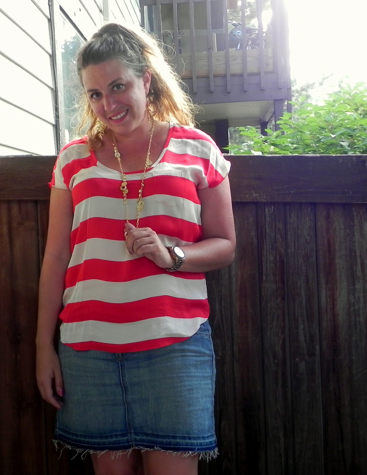 Smart n Snazzy My Outfit Red, White and Denim