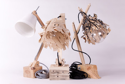 lampara con madera reciclada