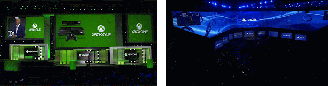 Screen capture of the Sony and Microsoft E3 2013 press conferences.