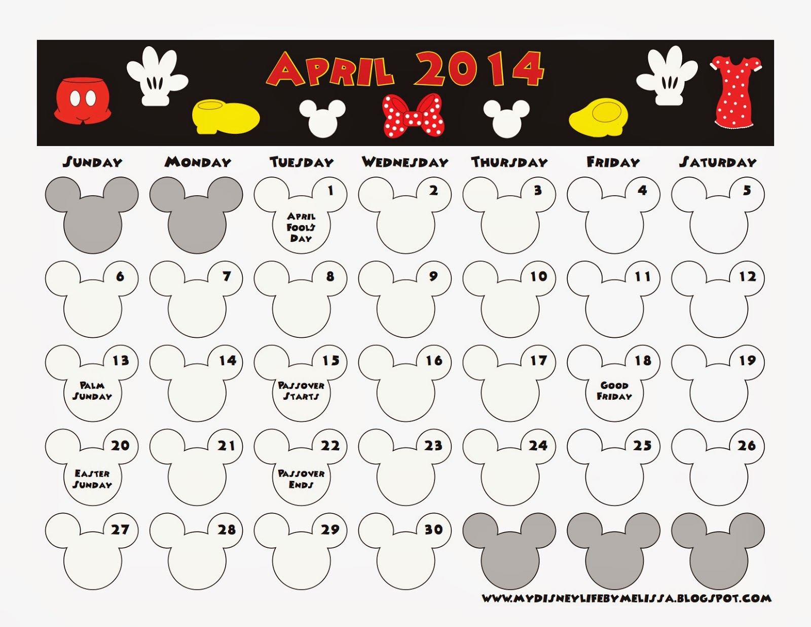 Magically Melissa: April 2014 Calendar