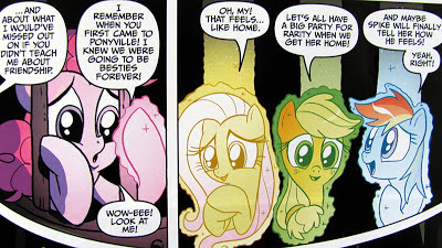 The ponies glow with the light of friendship