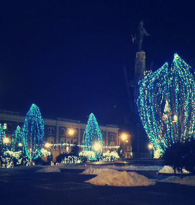 Winter city lights Cluj Romania 2012